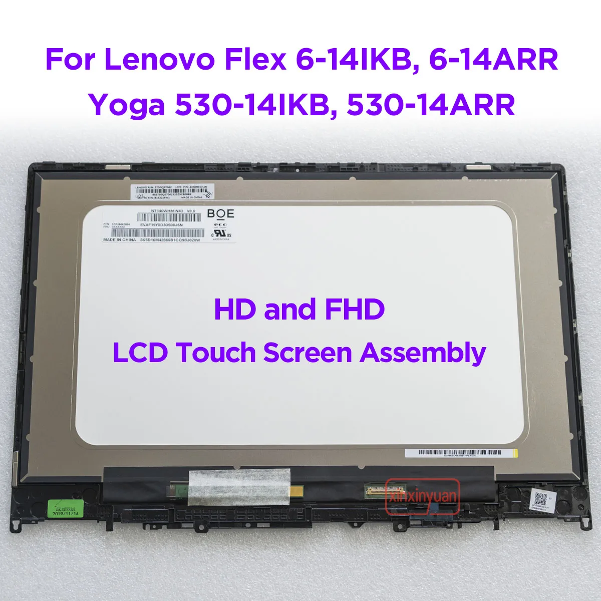 Montagem do Digitador da Tela Táctil Lcd Painel de Exibição 14.0 Apto para Lenovo Yoga 53014ikb 530-14arr Flex 6-14ikb 6-14arr Fhd1920x1080 Novo