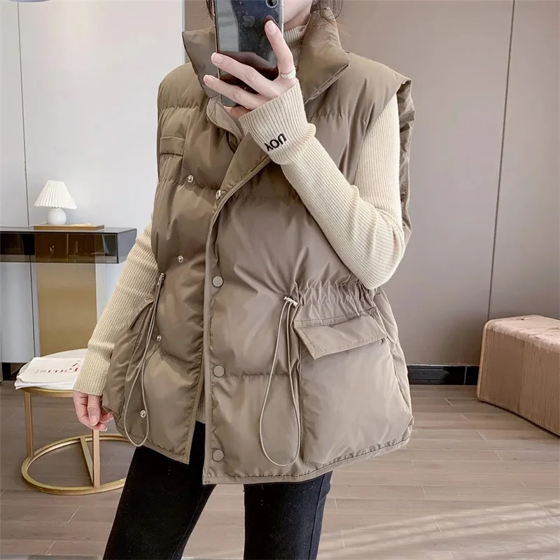 2023 Mode weste für Frauen Winter jacke Frauen warmes Top gepolsterte Puffer westen neue solide ärmellose Jacken lässige Vintage Parkas