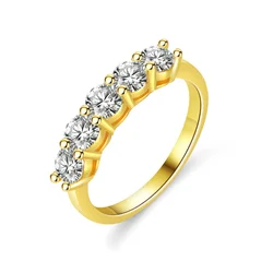 14k Gold Plated 1.5CT Real Moissanite Diamond Rings for Women 1/3 Eternity Bands S925 Sterling Silver Fine Jewelry GRA