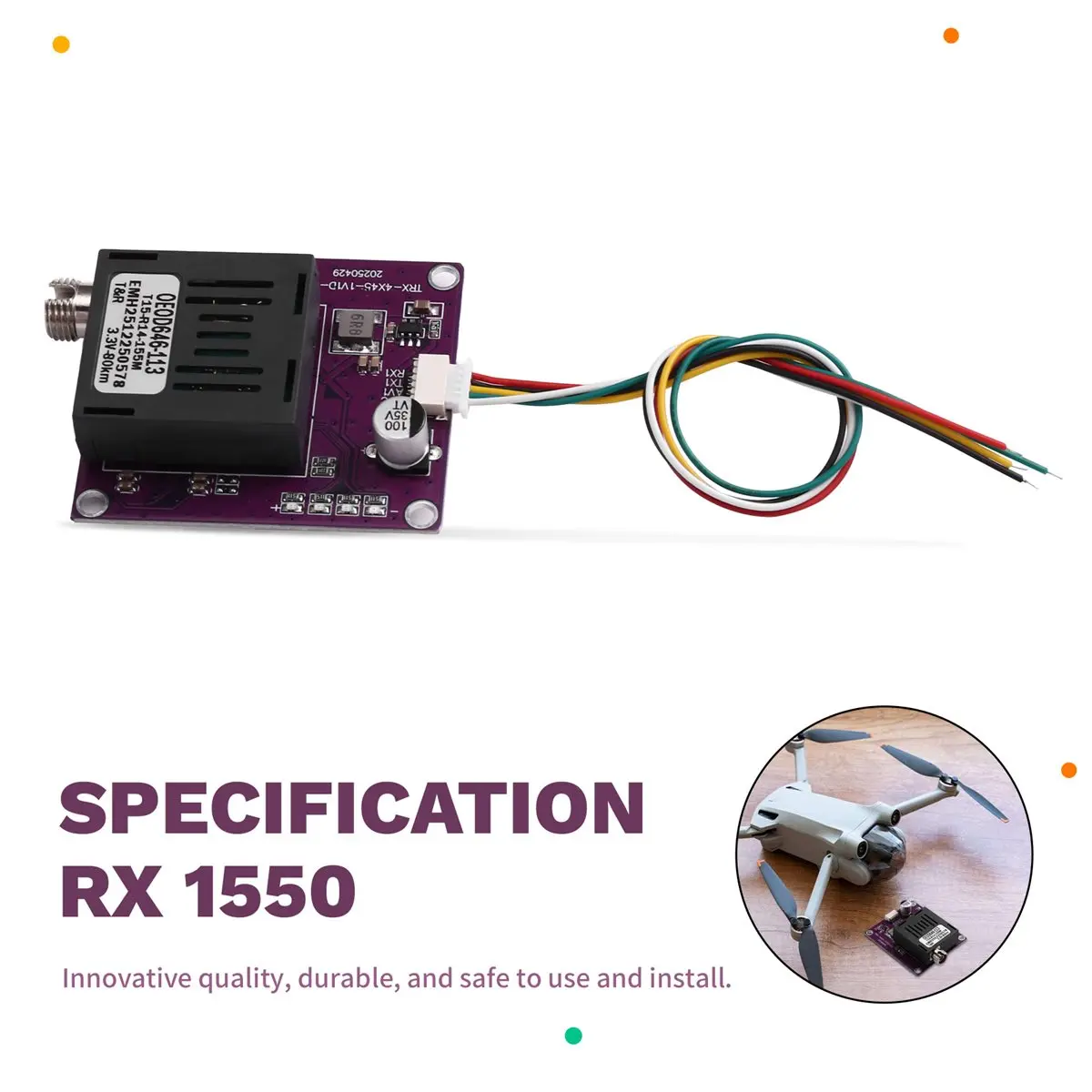 A1816Z 80KM TTL Optical Transceiver Module DC 5.5-26V Optical Terminal Equipment Drone-Specific RX Ground End Reliable Quality