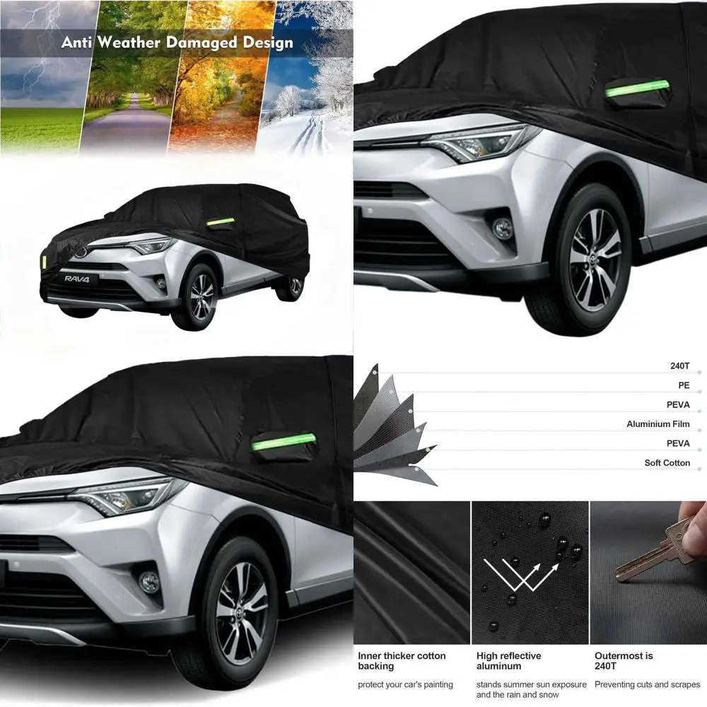 

All-Weather Waterproof Car Cover for 2013-2023 Toyota RAV4, UV Sun Snow Dust Protection with Windproof Straps and Zipper Door Ac