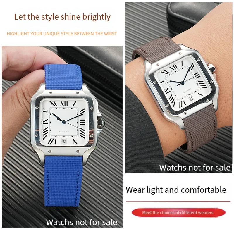 19/21mm High end customized quick release FKM strap for Cartier Santos M/L size men waterproof fluororubber watch band 24 colors