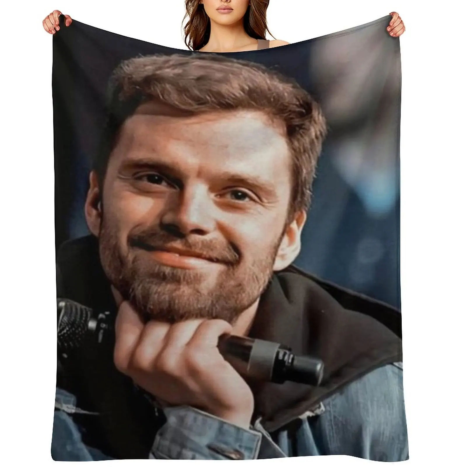 

Sebastian Stan Throw Blanket Bed covers Summer Beddings Soft Plush Plaid Cute Plaid Blankets