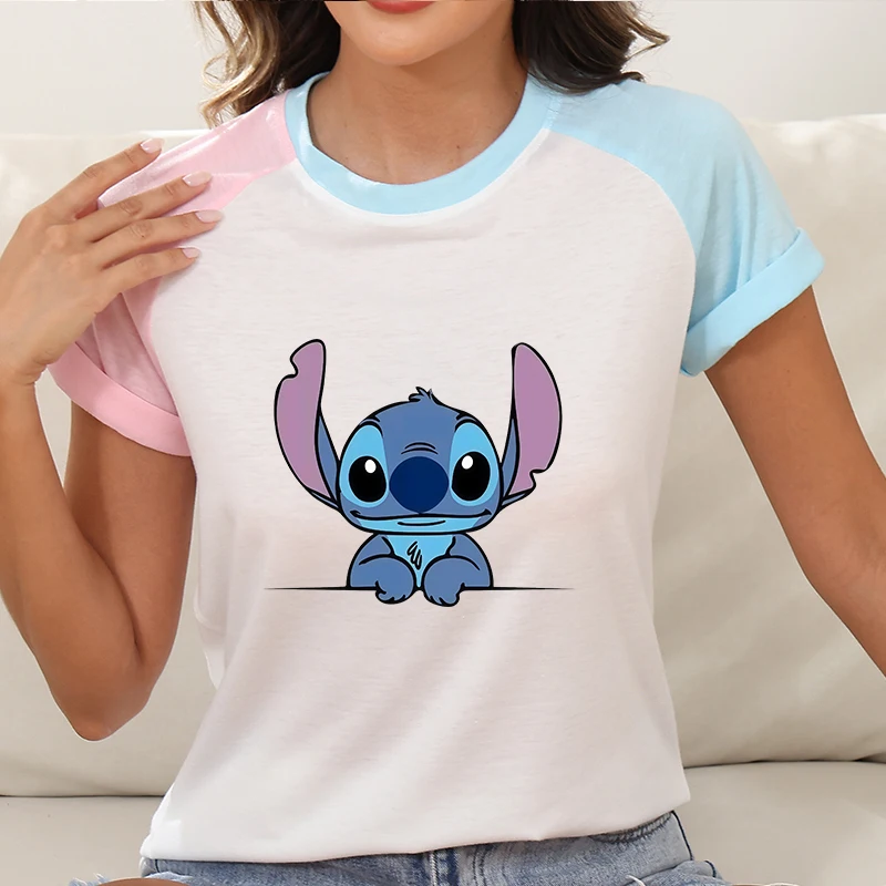 

Stitch Clothes Large Size Summer Disney Ladies Printed Women Custom Custom Y2k T-shirt Tops Cartoon Clothing Tees Trends Female