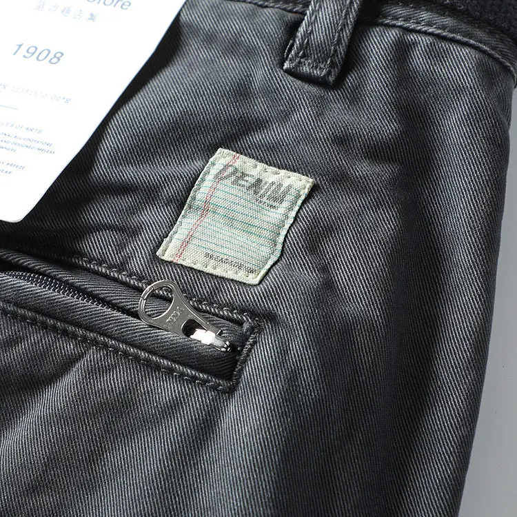 Herren-Schwerlasthose aus Baumwolle mit konischem Schnitt, geradem Bein, für Freizeit, Herbst, Outdoor, Wandern, Camping, dicke, lockere, lange Arbeitshose – Detail 17