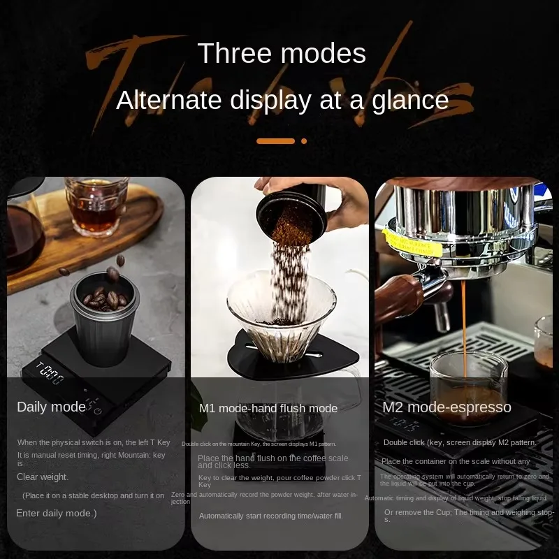 Digital display electronic coffee scale, suitable for espresso pour-over coffee, can be outdoors and in the kitchen.