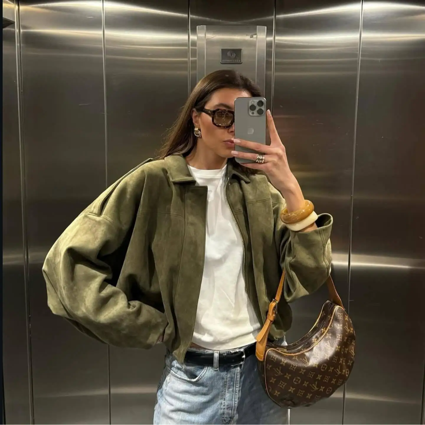 

American Retro ortened Suede Jaet Women's Loose Casual Lazy Top 2025 New Sle High Sensation Fall Season Pure Color