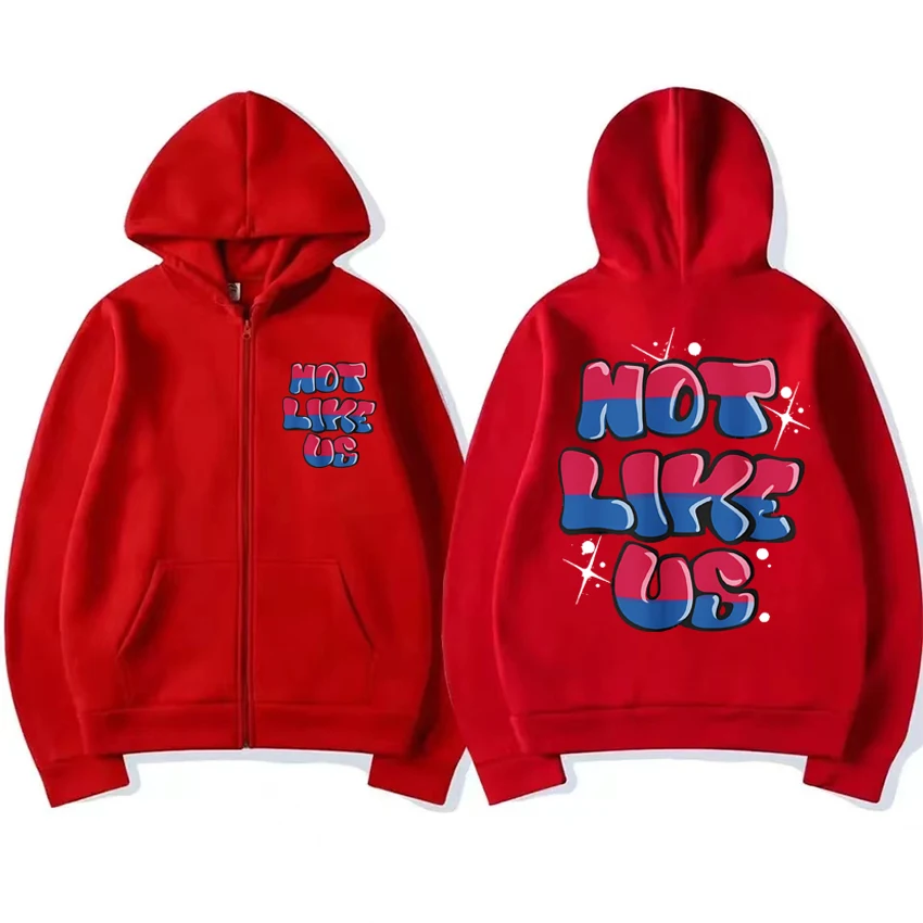 Kendrick Lamar Not Like Us Song Double Sided print Zipper Hoodies Men women vintage hip hop streetwear Unisex Fleece pullovers