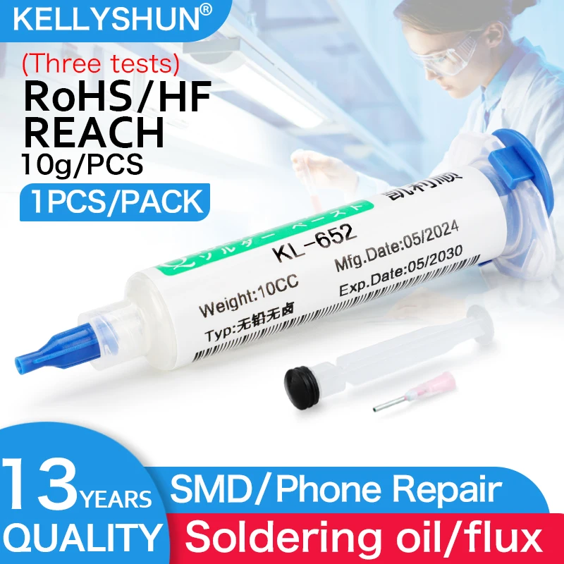 Flussmittel 100 % Original KELLYSHUN PCB-Lötflussmittel 10 ml Nadelrohr Schweißflussmittel No-Clean-Lötpaste NC 559 558 652 Lötmittel