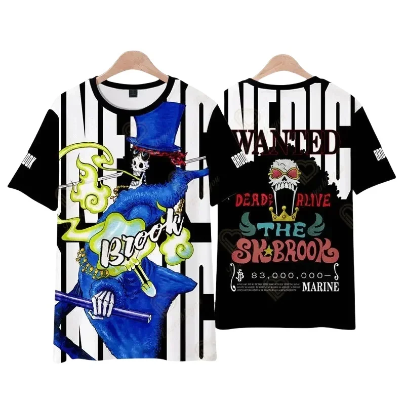BANDAI Anime One Piece camiseta Brook diseño de personaje estampado Top de manga corta para fanáticos debe tener moda Anime Merch regalo perfecto