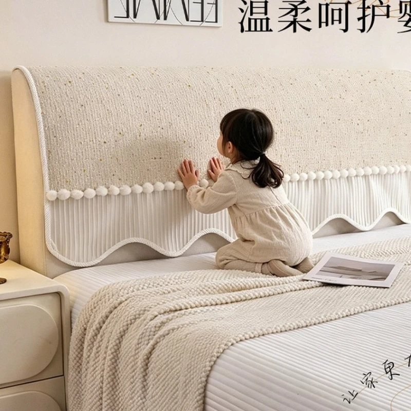 Solid Color All-inclusive Bed Headboard Cover Thick Non-Slip Universal Dustproof All-Inclusive Protector for Bedroom Decor