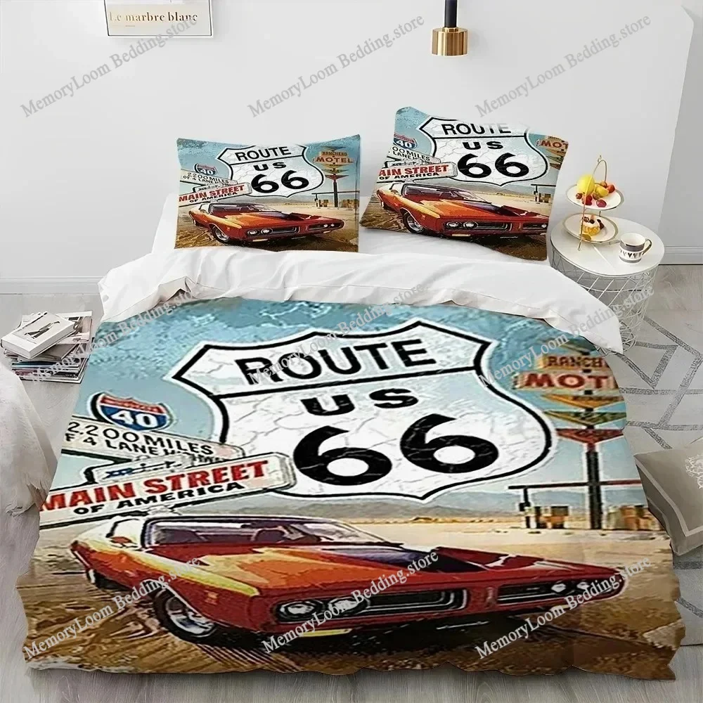 

Historic Route 66 Mother Road Soft Bedding Set Single-Twin-Full-Queen-King Size Adult Kid Bedroom Breathable Duvet Cover 2025