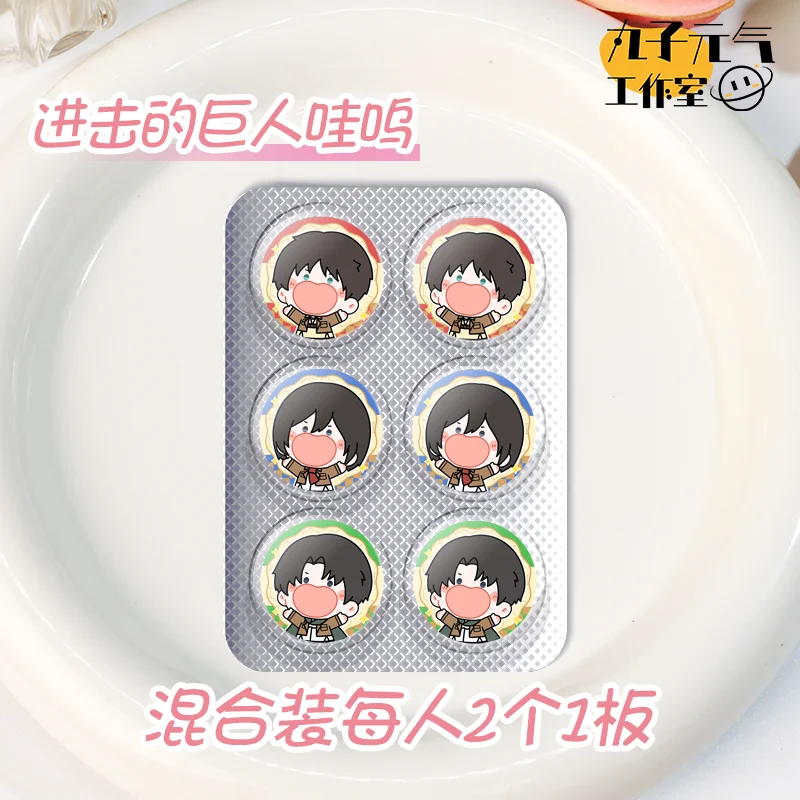 

Shingeki No Kyojin/Attack on Titan Levi Ackerman Eren Jaeger Mikasa·Ackerman Cosplay YoYo Badge The Hokey Pokey Brooch Cartoon