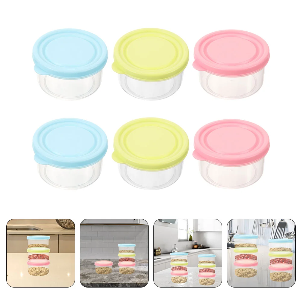 

6 Pcs Crisper Storage Box Food Containers with Lids Reusable Sauce Cups Dressing Salad Soy Small Plastic Baby