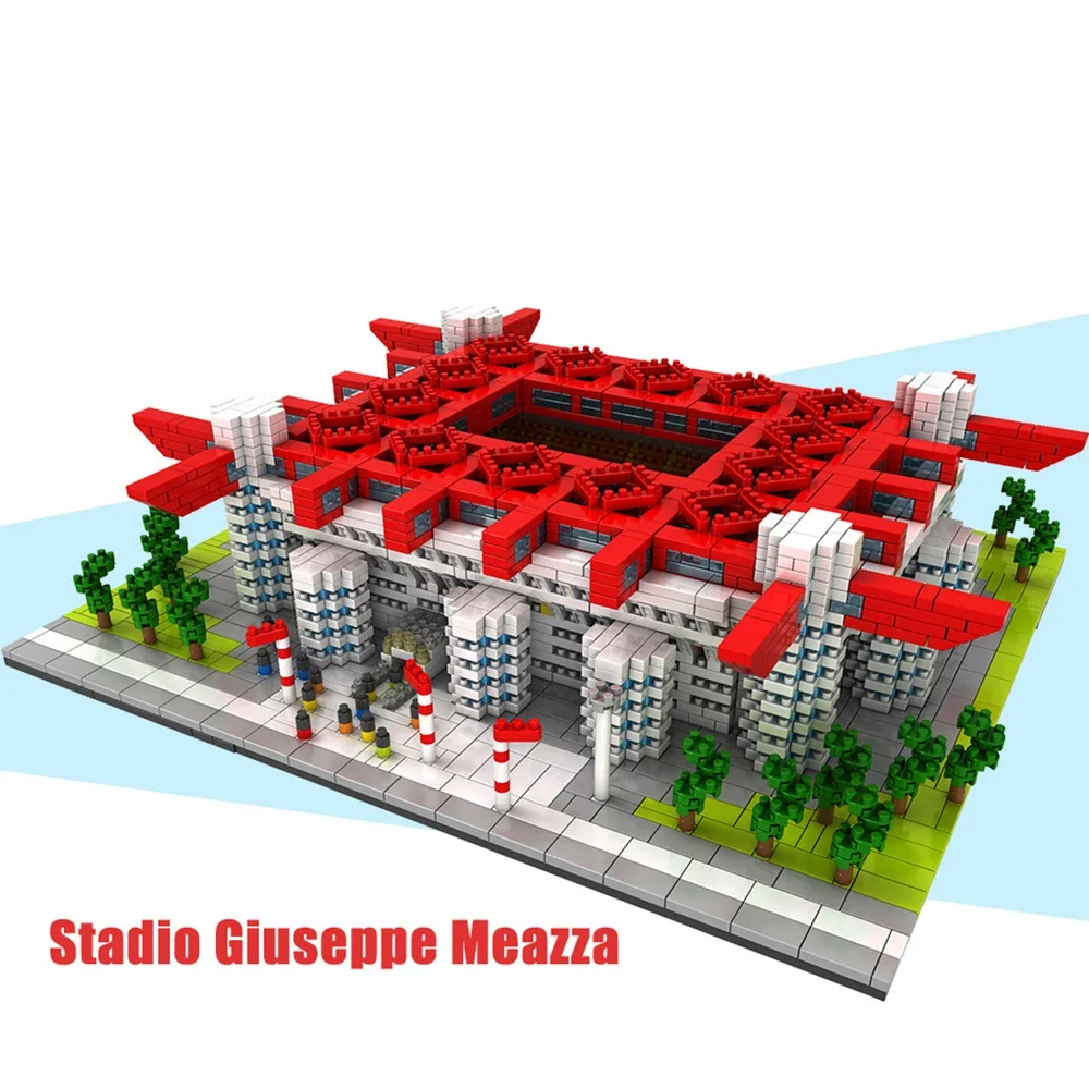 PZX9912-3 San Siro Stadium Building Blocks Italy Milan Famous Architecture Model DIY Educational Bricks Toys Children‘s Day Gift