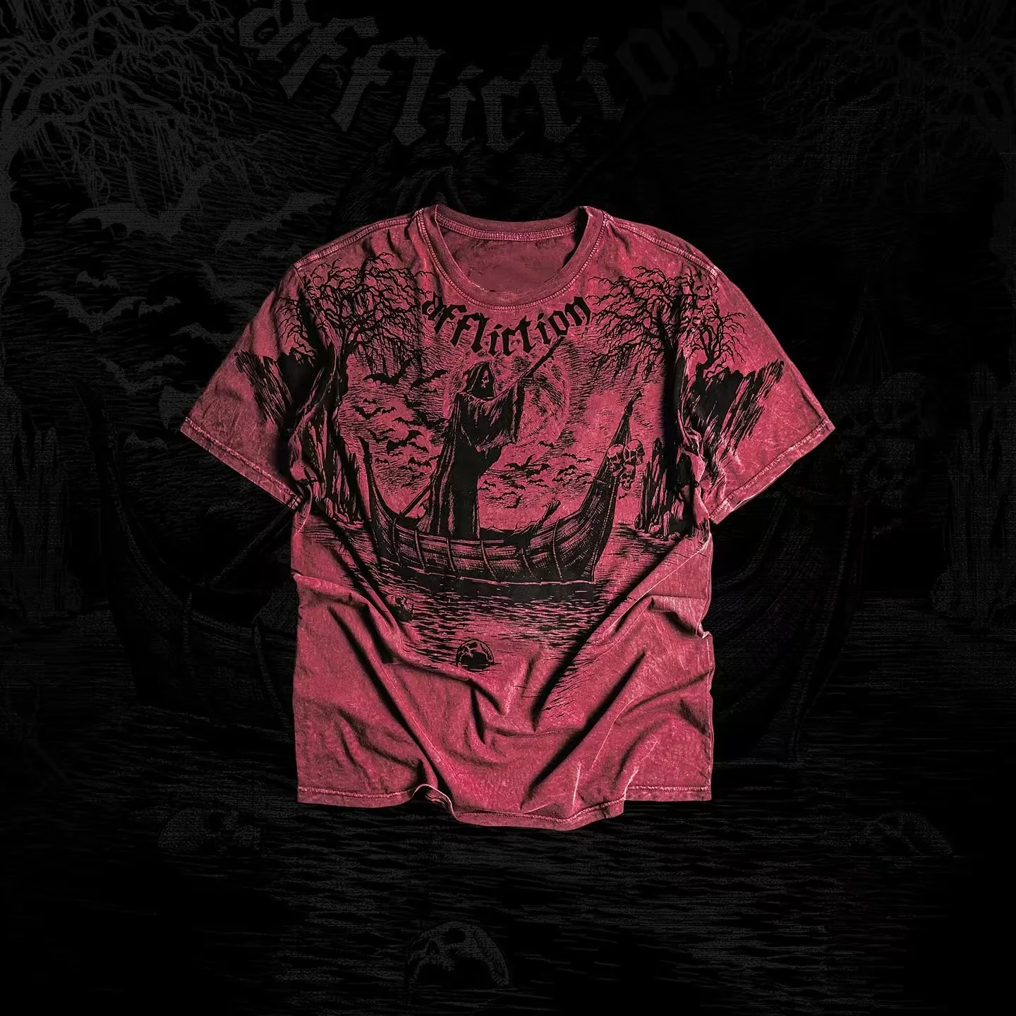 

Y2K Новая красная футболка Affliction в стиле ретро с принтом черепа, круглый вырез, короткий рукав, мужской уличный хип-хоп, готический топ в стиле Харадзюку, панк, большой размер
