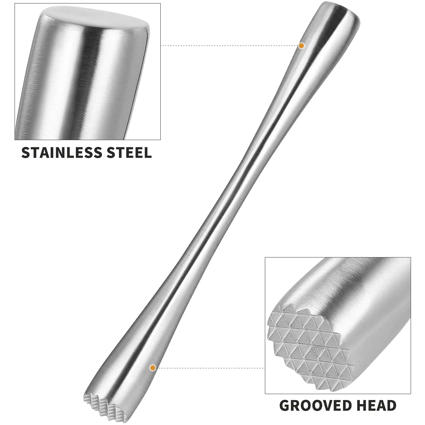 Cocktail Muddler Stainless Steel Lemon Masher Cocktail Muddler Ice Masher for Fresh Fruit Spice Ice Bars Tools 26 cm