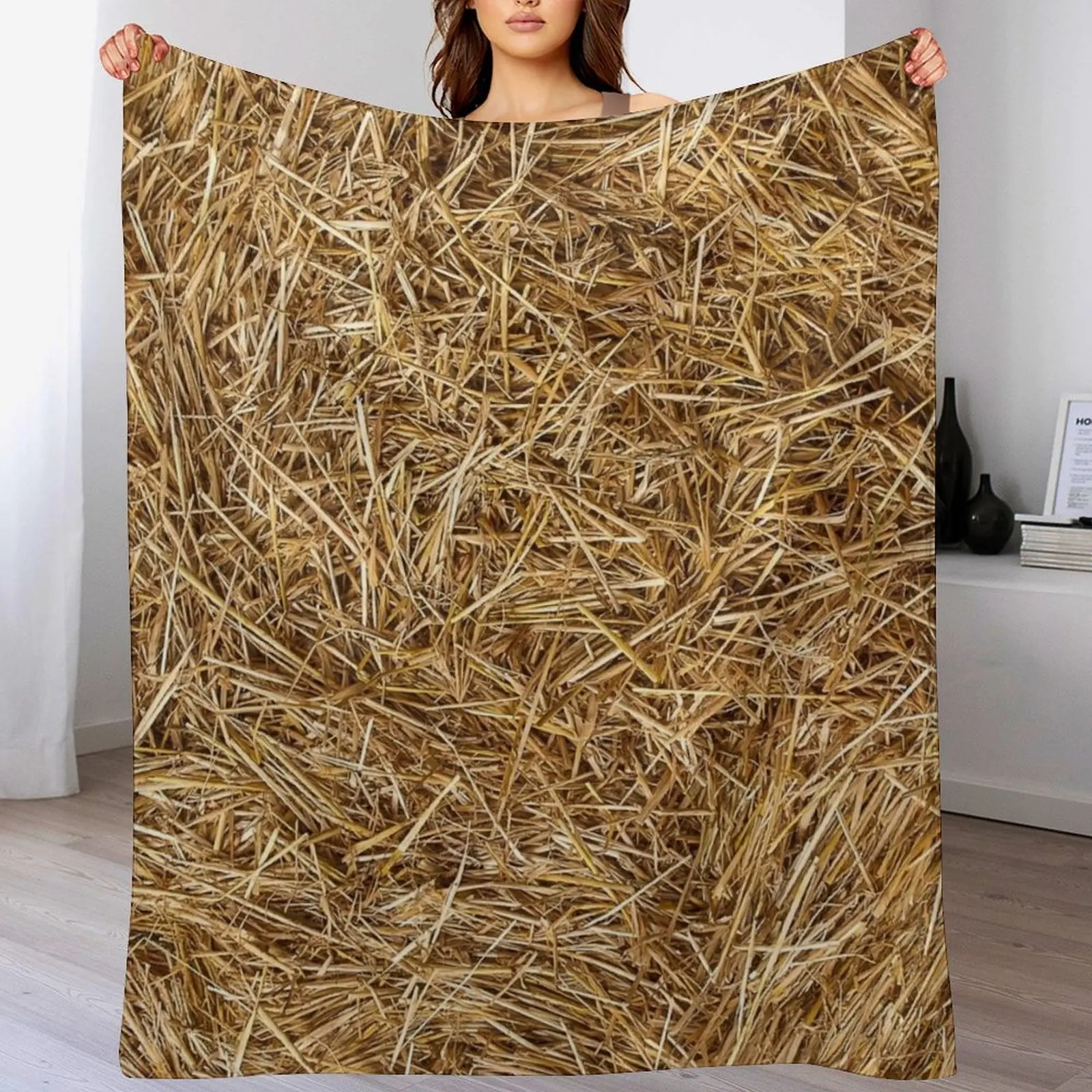

Straw Throw Blanket Shaggy Furry Soft Blanket for Bedroom Living Room
