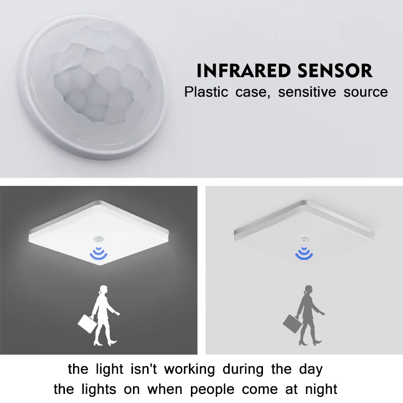 Luces de techo LED con Sensor de movimiento PIR, iluminación inteligente para el hogar, 18W, 24W, 36W, lámpara de techo cuadrada/redonda, pasillo de
