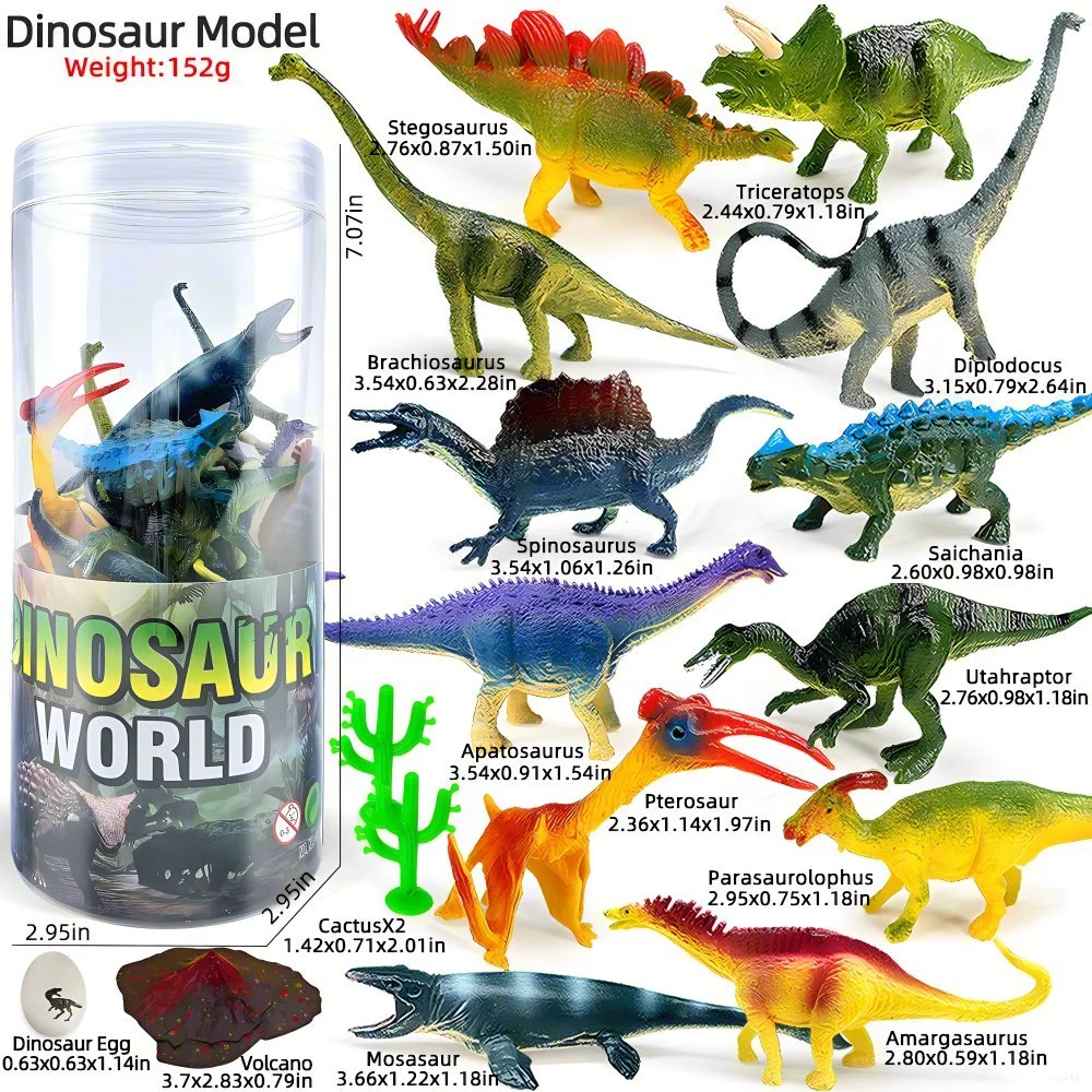 12PCS Jurassic Dinosaur Set VTriceratops, Pterosaurs, mosasaurs, stegosaurus Model Action Figures PVC Collection Kids Toy Gifts