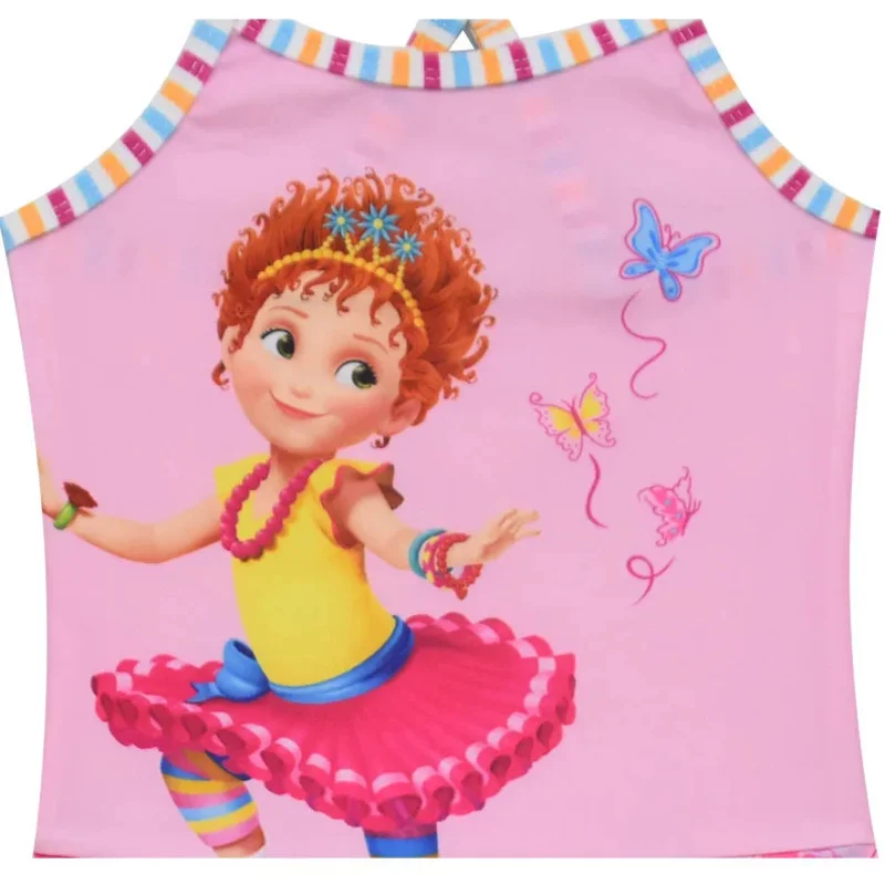 25COSFancy Nancy traje de baño para niñas Fancy Nancy traje de baño de una pieza y sombreros conjunto de ropa de playa con estampado de dibujos animados niños vacaciones baño Sui