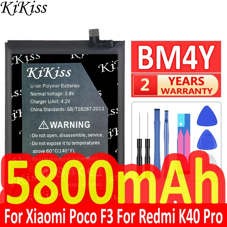 

5800mAh KiKiss Replacement Battery BM4Y For Xiaomi Poco F3 For Redmi K40 Pro K40Pro Li-ion Lithium Polymer Batteries