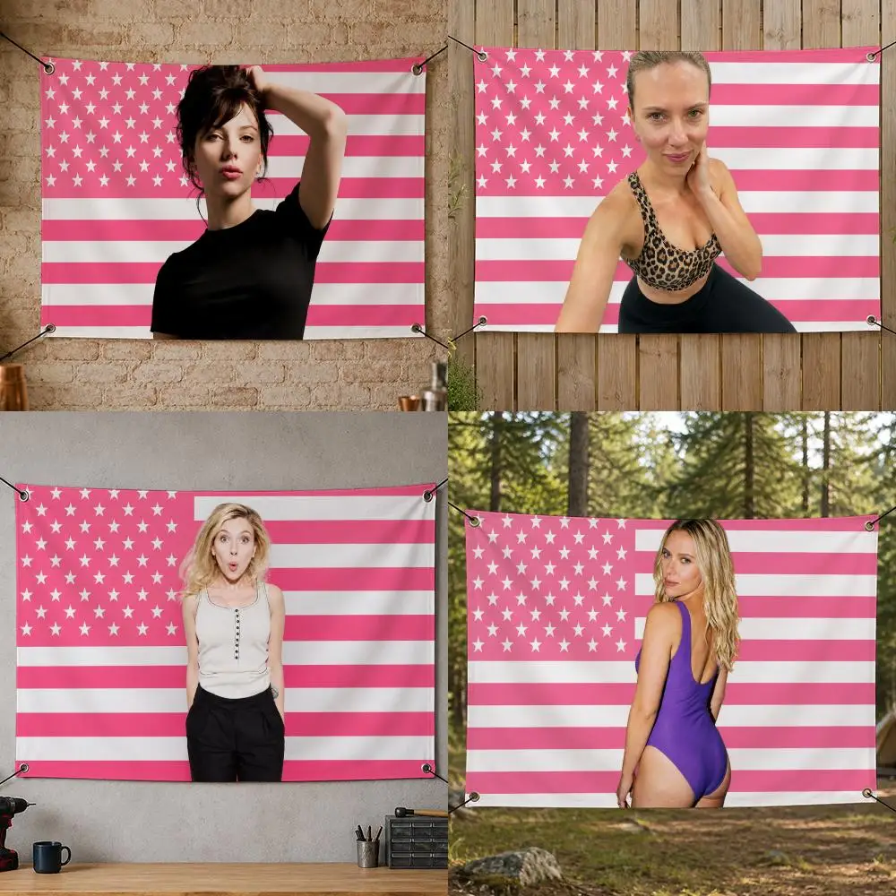 Celebrity Worldwide Classic Famous S-Scarlett Johansson Flags Flag Banner for Bedroom Dorm Party Home Living Room Game Room Gift
