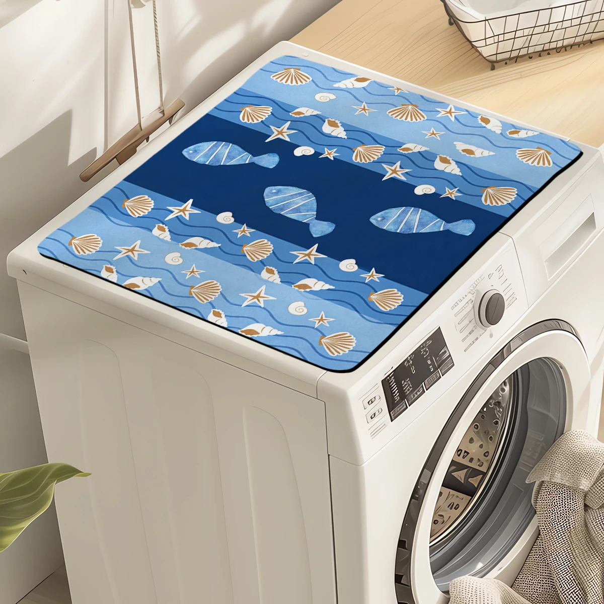 Stained Glass Style Ocean & Starry Sky Pattern Polyester Absorbent Mat - Stylish Decorative Mat for Home Use