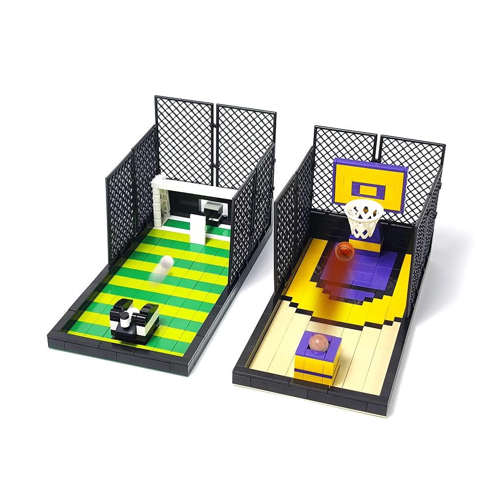 

MOC building blocks basketball court shooting football field Shoot the goal sports scene DIY assembly toys boy Christmas gift