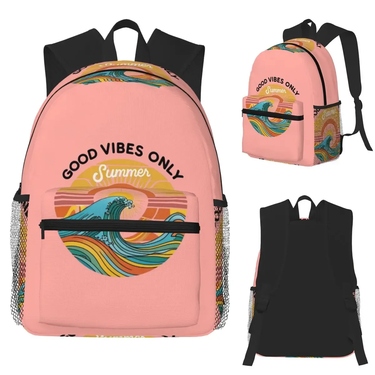 

Good Vibes Only — ретро-стиль 70-х годов, графический студенческий рюкзак, школьная сумка, походный дорожный рюкзак для мальчиков и девочек, сумка для книг, сумки на плечо