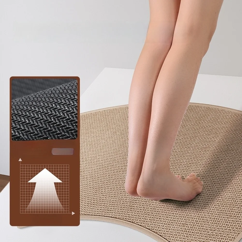 Non Slip Curved Bathroom Mat Absorbent Quick Dry Shower Rug Soft Breathable Blended Fiber Floor Mat 75x40cm Brown Gray Red White