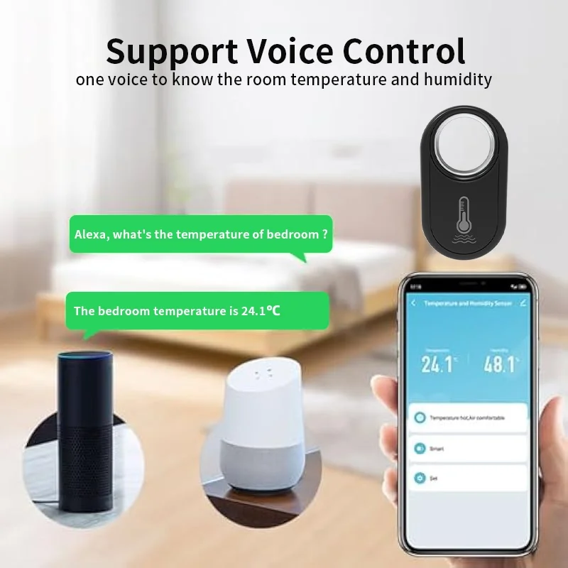 RSH Tuya zigbeetsensore di umidità della temperatura Smart Wireless Application Alarm termometro e igrometro per interni alimentati a batteria