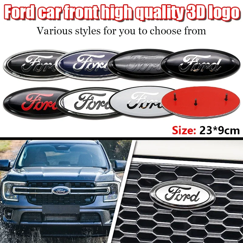 Emblema Adhesivo ABS de 22.5cm para Ford Edge, Escape, Fiesta, Transit, Ranger, Roush, Fusion, Focus, Mondeo, Kuga, para la Parte Delantera y Trasera del Coche, Calcomanía para Maletero