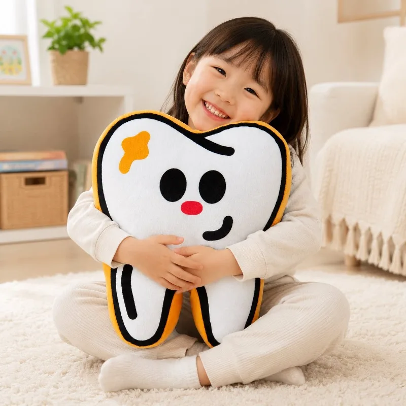 Creative Funny Tooth Shaped Plush Pillow, Cute Cartoon Teeth Stuffed Doll, Dental Clinic Decor Soft Plush Toy, Gift for Kids