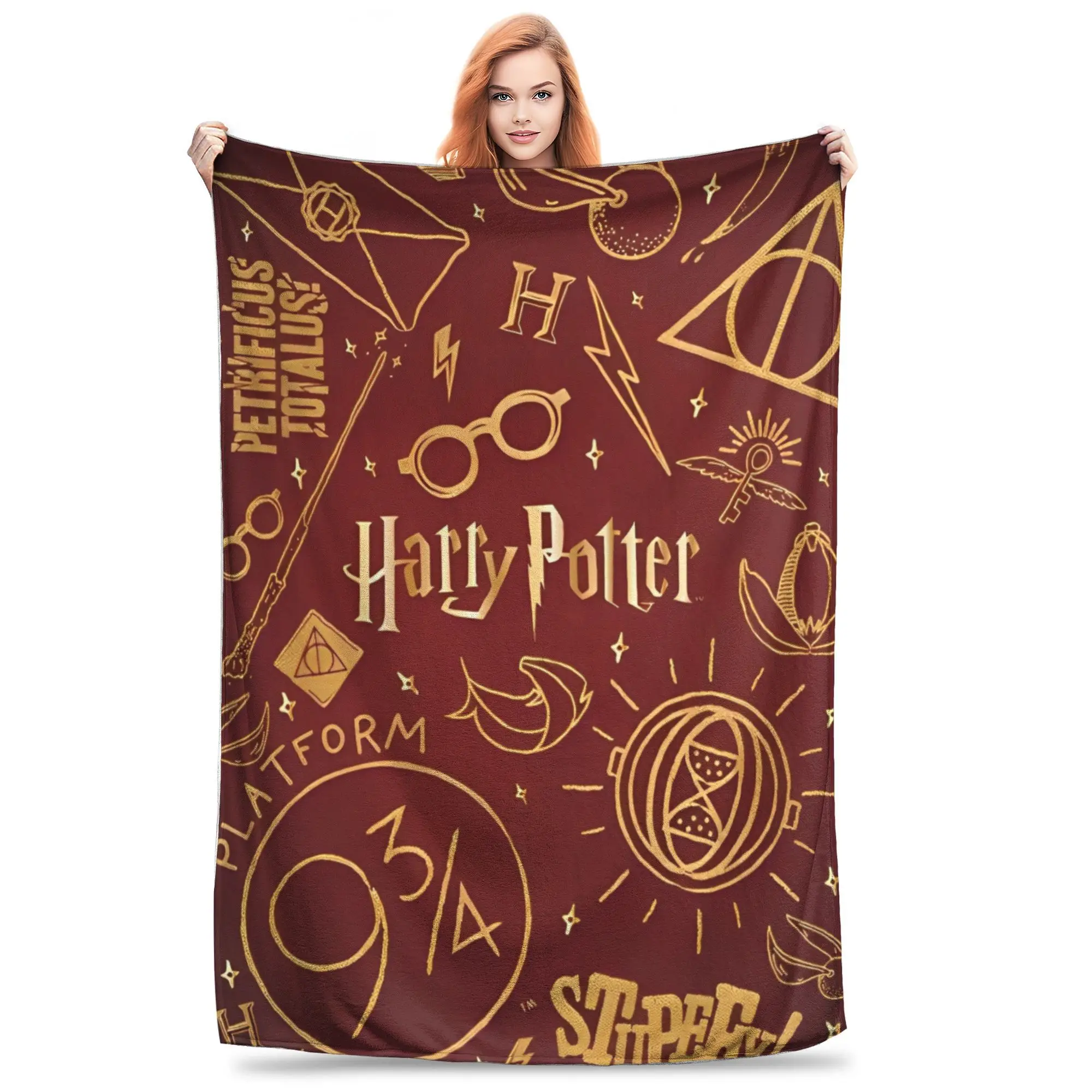 MINISO Harry Potter Themes Blanket Wizard Magician Fantasy Flannel Awesome Warm Throw Blanket for Chair Covering Sofa Summer