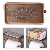 Antique Carved Zinc Alloy Bathroom Paper Mobile Phone Holder With Shelf Bathroom Towel Rack Toilet Paper Holder Tissue Boxes New