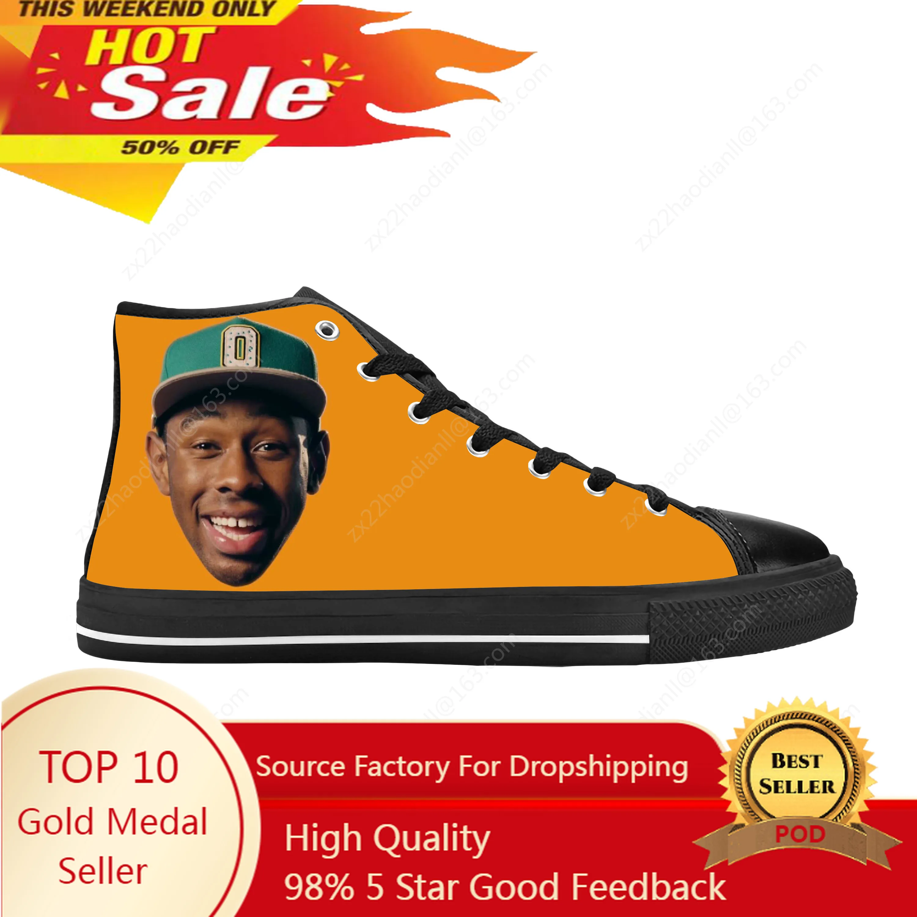 Tyler The Creator Hip Hop Singer Rap Rapper Music Casual Cloth Shoes High Top Comfortable Breathable 3D Print Men Women Sneakers