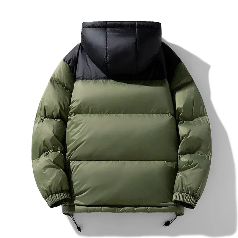 New Winter Men's Graphene-heated Hooded Warm Down Jacket Contrast Color 90% White Duck Down Puffer Jackets Couples JK-989