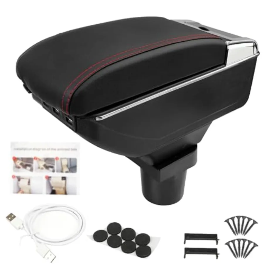 

Center Console Armrest Compatible Mini Cooper Coupe R50 R52 R53 R56 R57 R58 F55 F56 F57 Countryman 7 USB Port Cup Holder Double