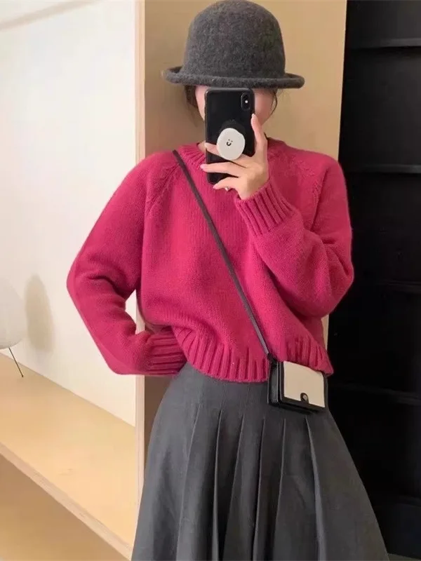 캔디 컬러 여성용 스웨터 루즈핏 편안한 소프트 니트 탑 트렌디한 한국 스타일 가을 겨울 패션 레이지 걸 필수템