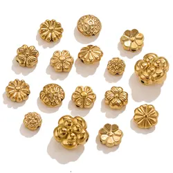 5 Pcs Flower Beads PVD High Quality Stainless Steel Fine Beads Spacer Beads DIY Charming Necklace Bracelet Jewellery Making