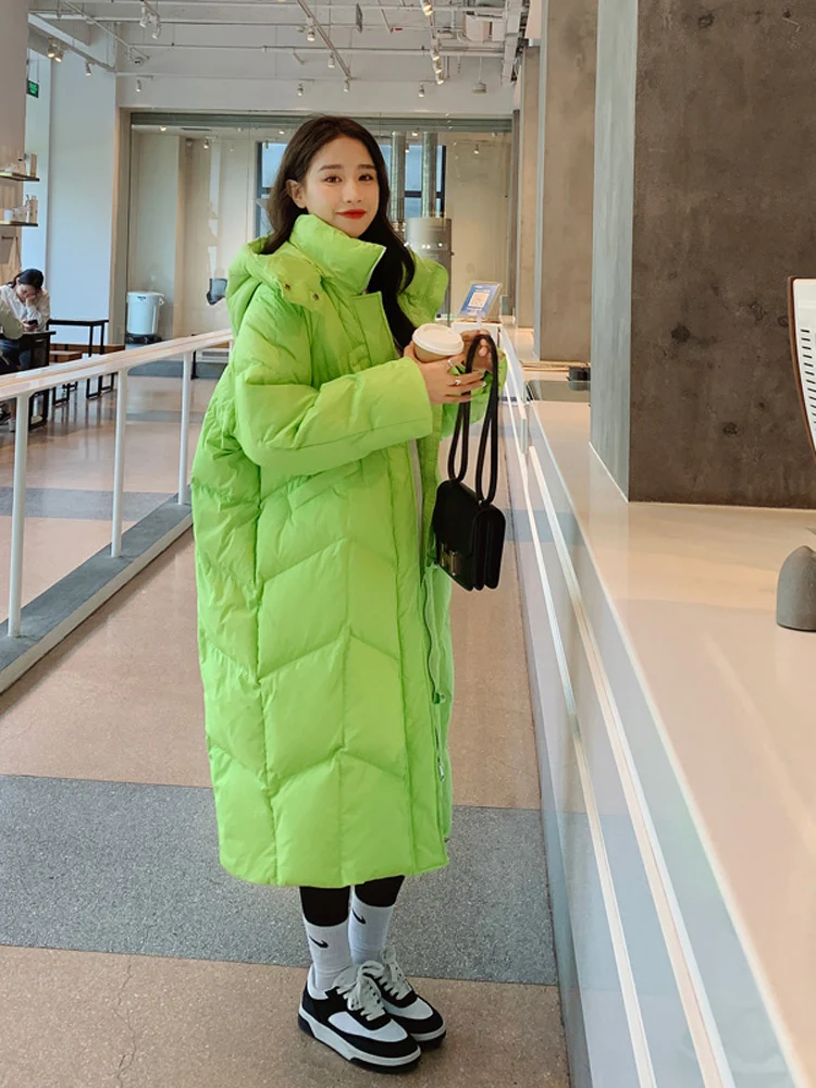 Down Jacket Female Long Coat 2023 Autumn and Winter New Green White Duck Down Jacket Female Chaquetas Para Mujeres