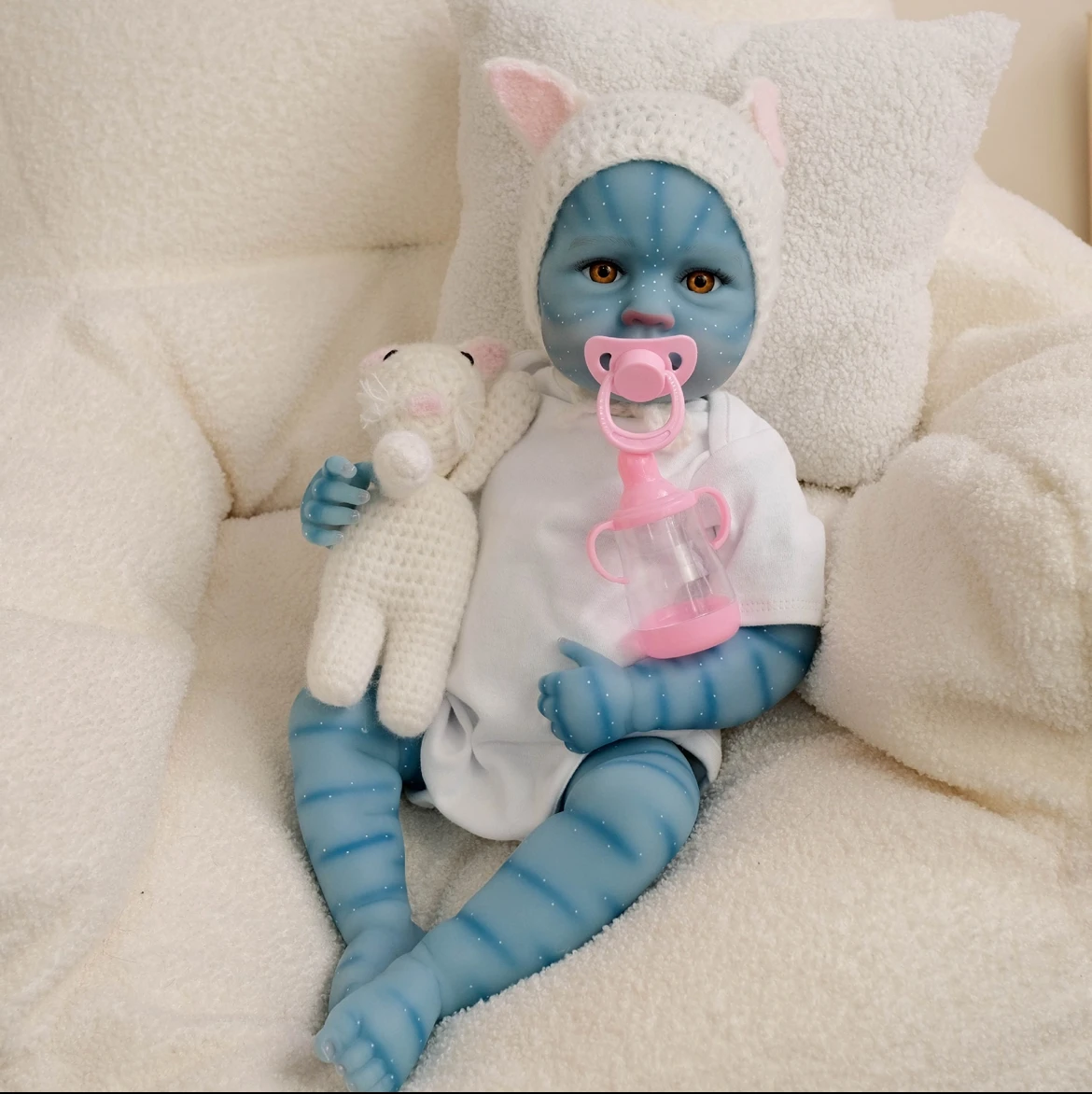 19-calowa realistyczna lalka LouLou Awake Avatar Reborn Baby Doll - granatowa, ręcznie malowana, idealny prezent urodzinowy dla dzieci