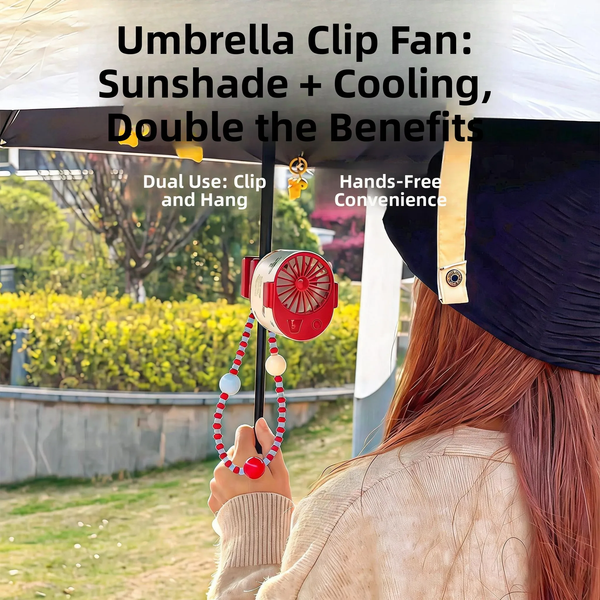 

New Portable Handheld Fan Super Strong Sun Protection Umbrella Clip Fan Lazy Person's Ideal Summer Cooling Tool