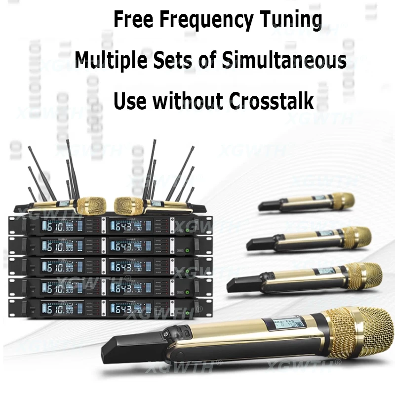 نظام ميكروفون لاسلكي رقمي ذهبي SKM9000 كاريوكي يده ميكروفون راديو لاسلكي 2 ميكروفون ديناميكي DJ مرحلة استوديو الصوت