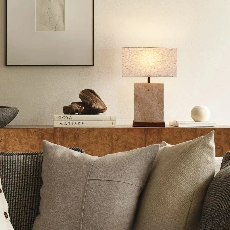 

Retro yellow travertine table lamp surprised by the dead wind bedroom bedside table night light living room entrance room