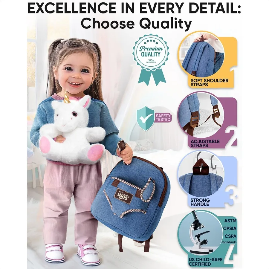 Jouets naturels pour filles de 3 ans, cadeaux d'anniversaire pour filles de 2 ans, cadeaux pour filles de 3 ans, sac à dos pour tout-petits