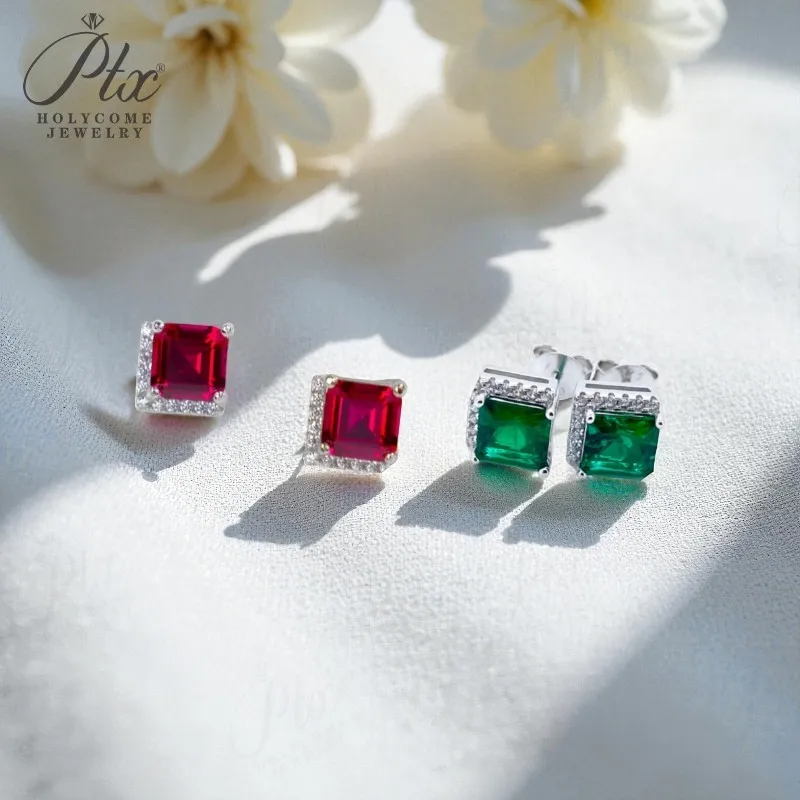 أقراط مخصصة الزمرد الأميرة روبي الياقوت كولومبيا بادبارادشا S925 أنماط الأذن ترصيع لعيد الشكر هدية الكريسماس #3