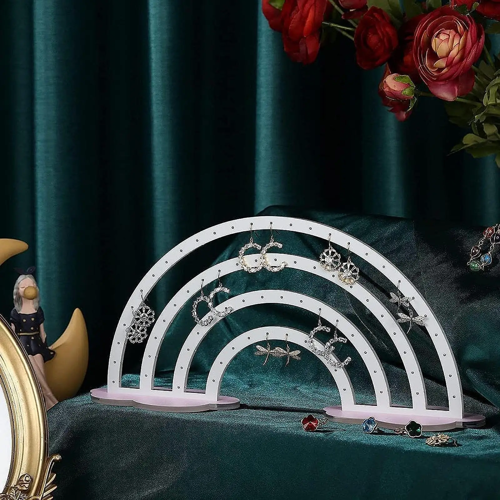 

Earrings Display Stand Showcase for Women Desktop Acrylic Jewelry Storage Organizer for Jewelry Store Shopping Mall Home Vanity