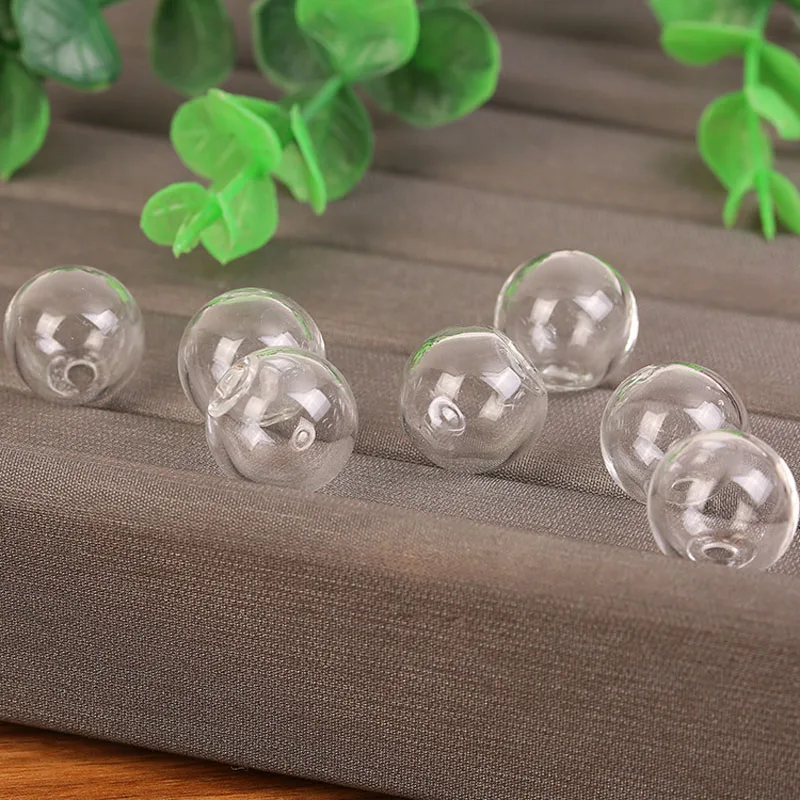 10 قطعة كرة زجاجية شفافة بفتحة واحدة مصنوعة يدويًا إكسسوارات يدوية لتزيين الحرف اليدوية زخرفة حديقة خرافية مصغرة